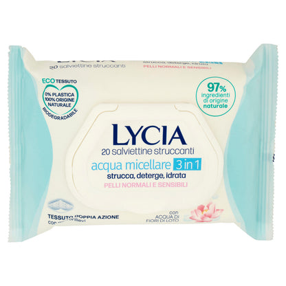 Lycia salviettine struccanti acqua micellare 3 in 1 Pelli Normali e Sensibili 20 pz (25534006)