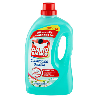 Omino Bianco, Candeggina Delicata, Elimina le Macchie e rispetta Colori, Muschio Bianco, 2000ml (25566794)