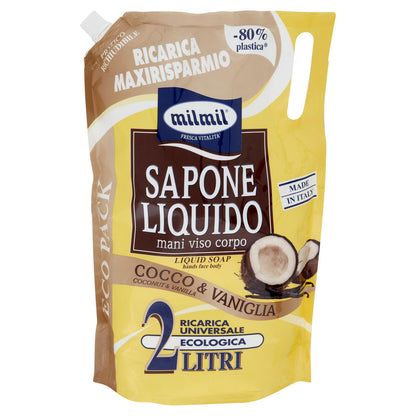 milmil Sapone Liquido Cocco & Vaniglia Ricarica Universale Ecologica 2 Litri (25561819)