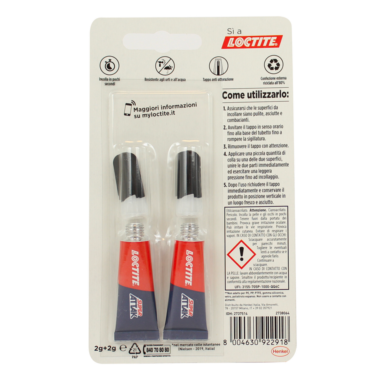 Loctite - Super Attak Original - 2 Tubetti da 2 Grammi (25533871)