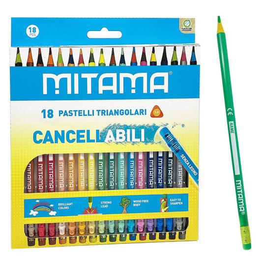 Mitama Pastelli Cancellabili Triangolari. Laccati, mina 2.8, c/Gomma, in Pet Box 18 pz (25562108)