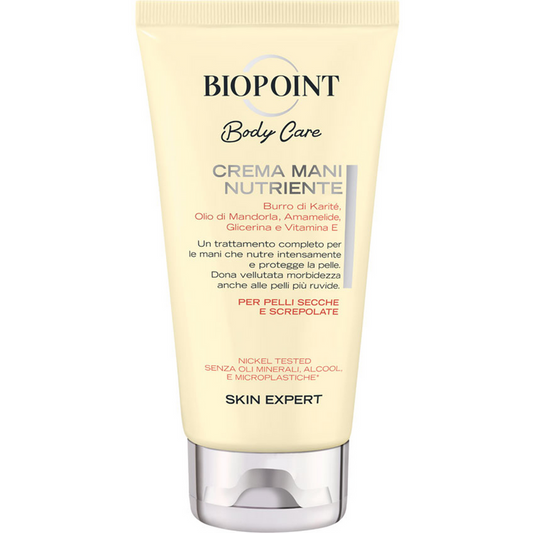 BIOPOINT - Crema Mani Nutriente per Pelli Secche e Screpolate - Burro di Karité, Olio di Mandorla, Amamelide, Glicerina e Vitamina E - 75 ml (25520335)