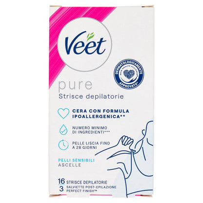 Veet Pure Strisce Ipoallergeniche Ascelle, Confezione da 16 Strisce (25613336)