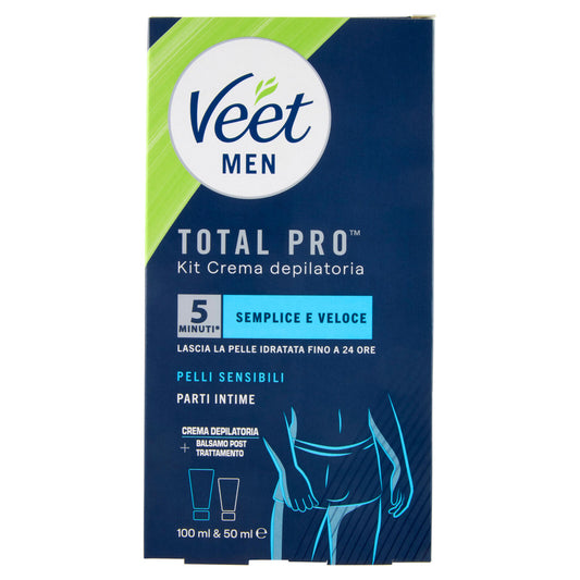 Veet Men Kit Depilazione Intima per Pelle Sensibile, Crema Depilatoria 100ml e Balsamo Post 50ml (25613327)