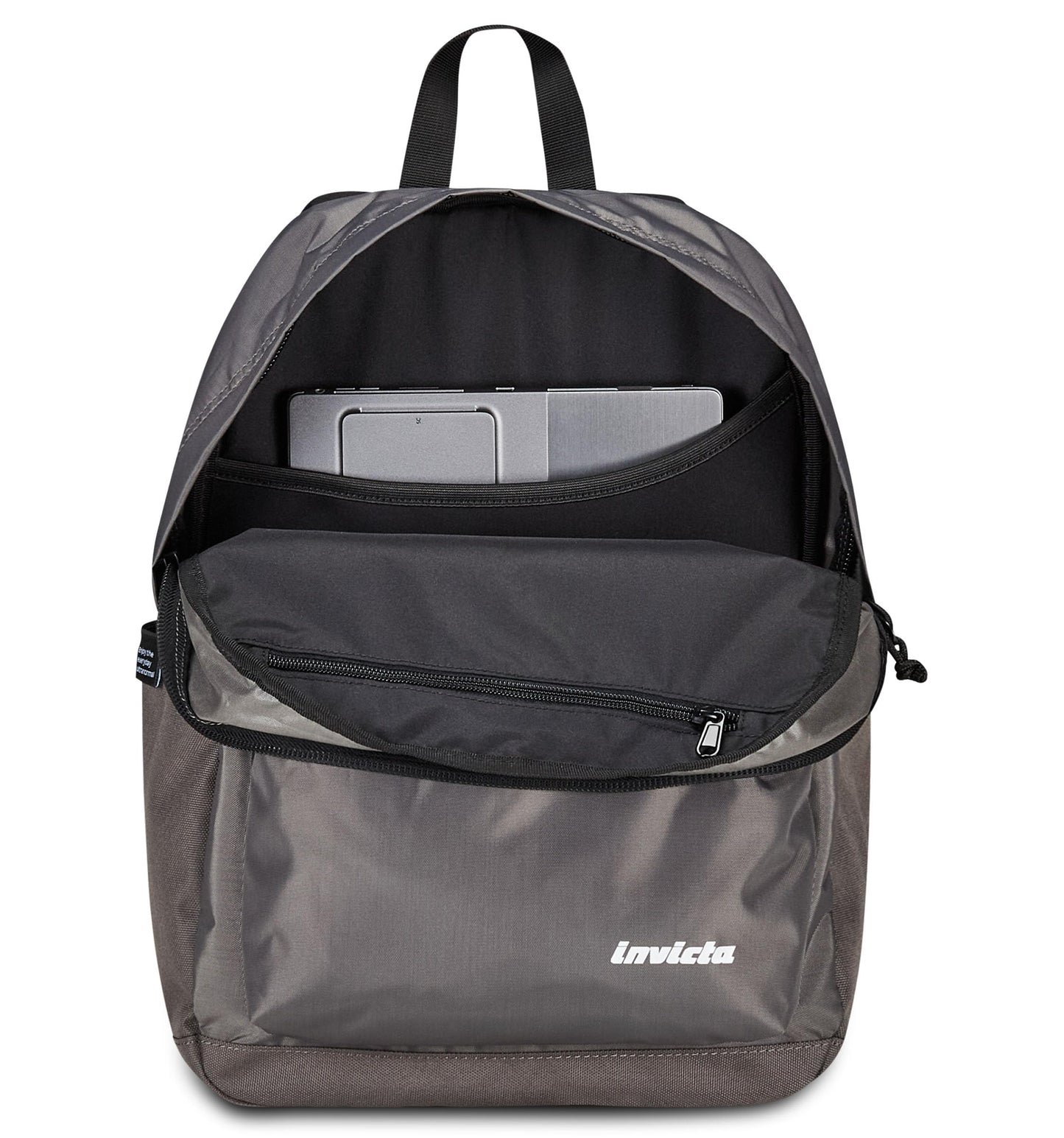 Invicta Zaino Scuola Carlson Plain, Grigio, Zaino Mono Scomparto Con Tasca Porta PC o Tablet e Tasca Porta Borraccia, Zaino Superiori, Università e Viaggio, Unisex (25615163)