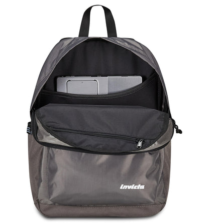Invicta Zaino Scuola Carlson Plain, Grigio, Zaino Mono Scomparto Con Tasca Porta PC o Tablet e Tasca Porta Borraccia, Zaino Superiori, Università e Viaggio, Unisex (25615163)