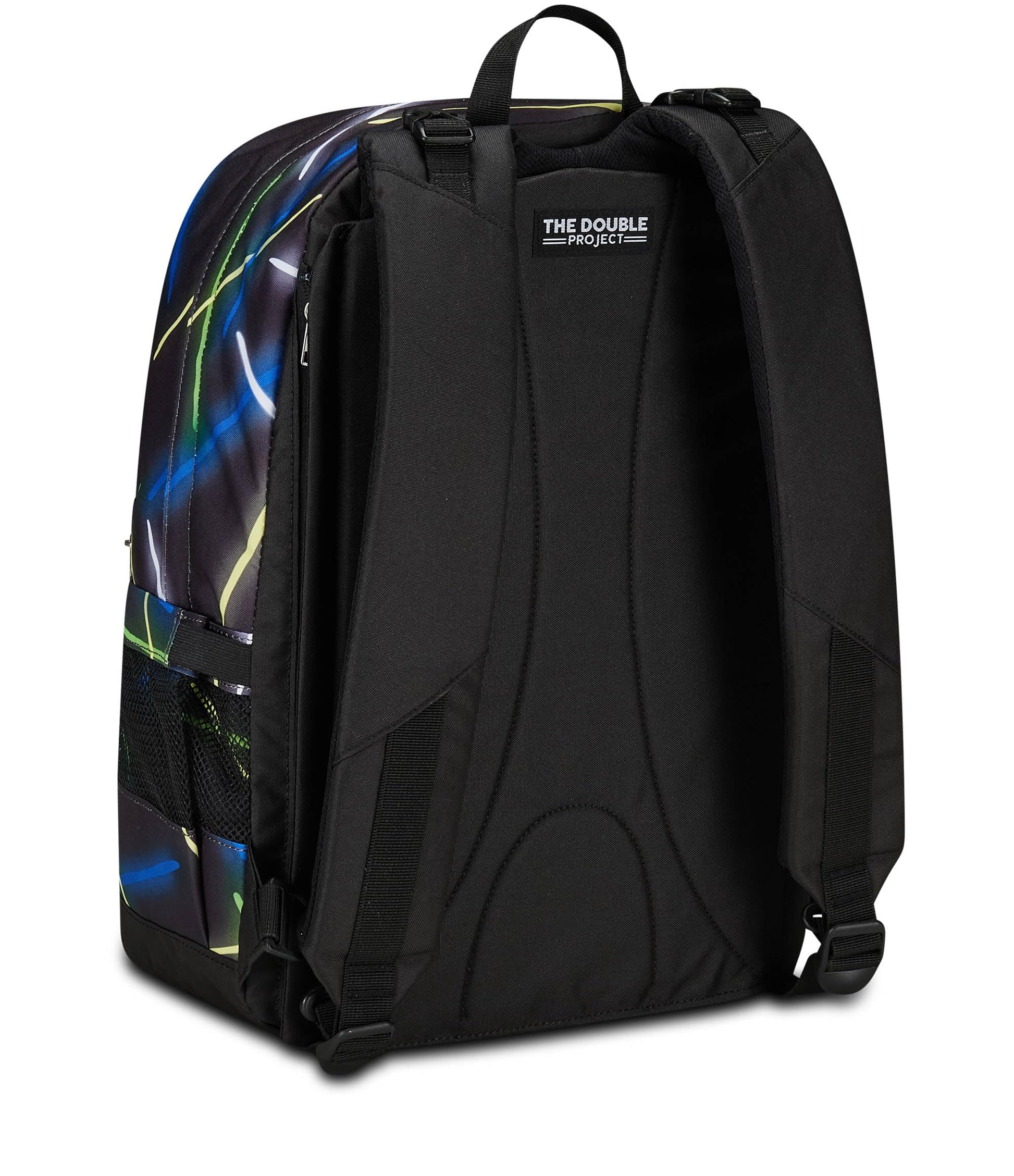 SEVEN Zaino Scuola Reversibile The Double, Nero Blu, Sideglass, 2 in 1, Zaino Mono Scomparto Con Auricolari Earphones Wireless Led, Tasca Porta Borraccia e Markers, Zaino Medie e Superiori, Ragazzo (25602200)