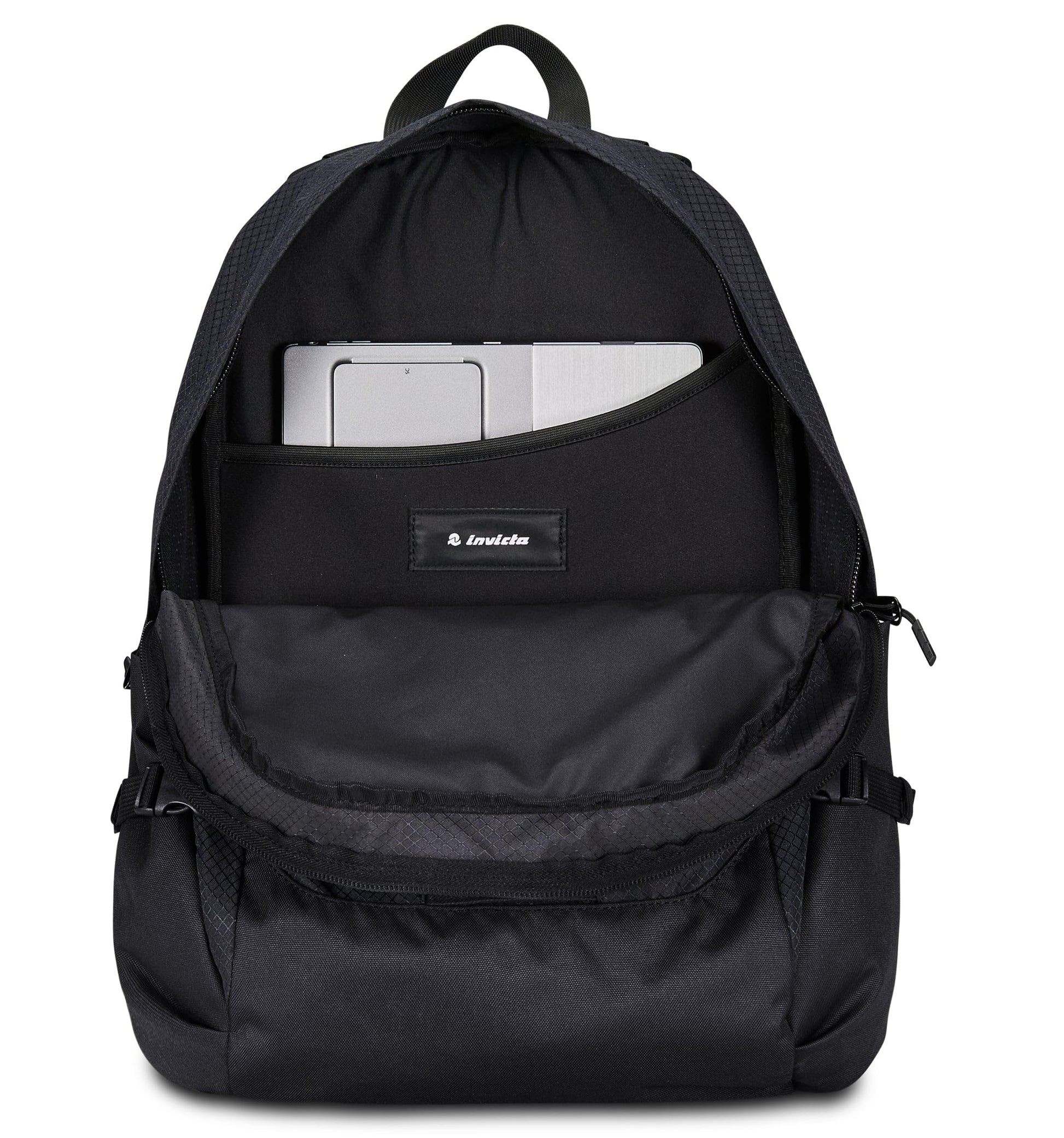 Invicta Zaino Ufficio Invict-Act Plus Fibra Ottica, Nero, Doppio Scomparto Con Tasca PC, Tasca Borraccia, Tasca Con Organizer, Cinghia Vita, Nastri Torace e Regolazione Volume, Zaino Viaggio (25615199)
