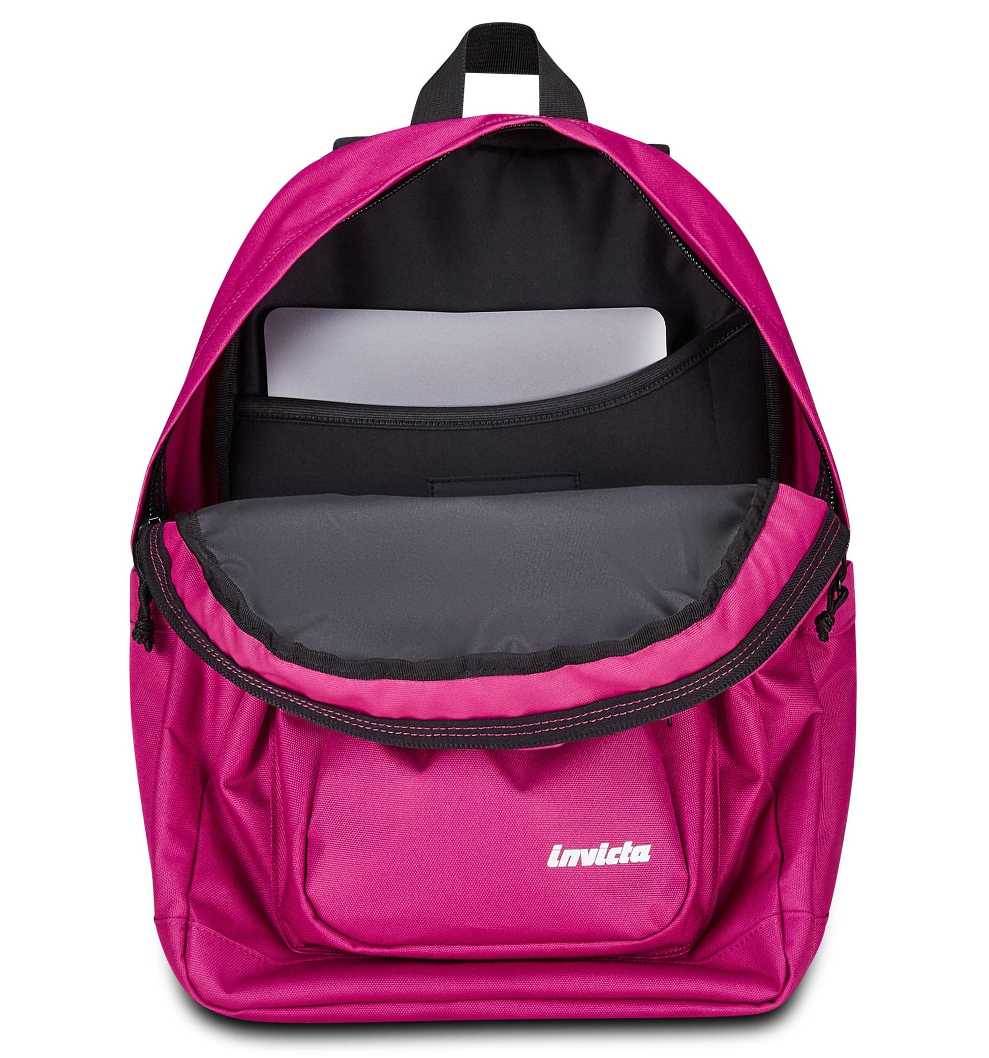 Invicta Zaino Scuola Jelek Plain, Fucsia, Zaino Doppio Scomparto Super Capiente Con Tasca Porta PC o Tablet, Tasca Porta Borraccia e Tasca Con Organizer, Medie, Superiori e Viaggio, Donna Ragazza (25615229)