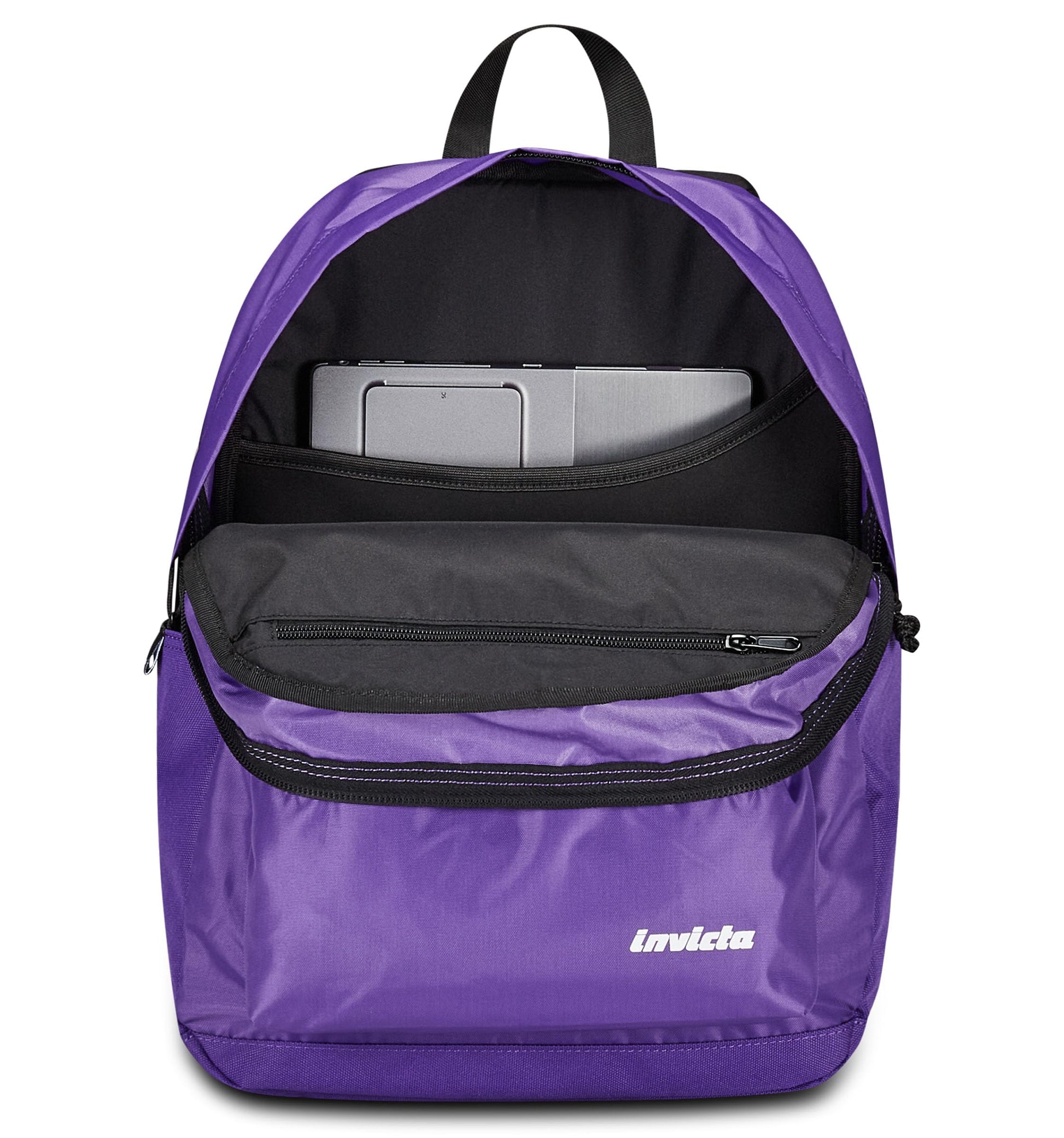 Invicta Zaino Scuola Carlson Plain, Viola, Zaino Mono Scomparto Con Tasca Porta PC o Tablet e Tasca Porta Borraccia, Zaino Superiori, Università e Viaggio, Ragazza Donna (25615156)