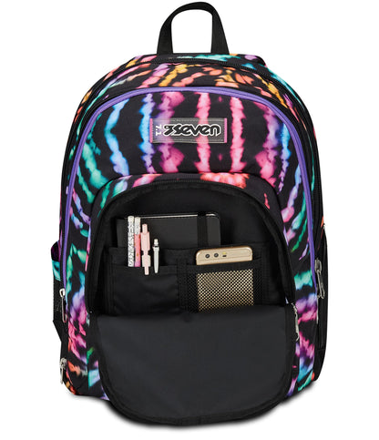SEVEN Zaino Scuola Advanced, Nero Fucsia, Multi-Shade Girl, Zaino Doppio Scomparto Con Cassa Speaker Wireless Su Spallaccio, Tasca Porta PC o Tablet, Tasca Porta Borraccia e Organizer, Zaino Scuole (25599073)
