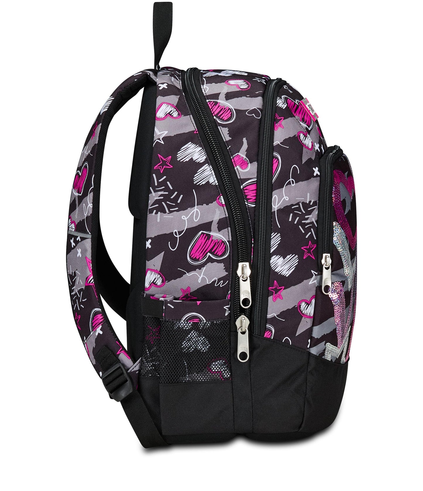 SEVEN Zaino Scuola Advanced, Nero Fucsia, Draft Heart, Zaino Doppio Scomparto Con Tasca Porta PC o Tablet, Tasca Porta Borraccia e Organizer, Zaino Scuole Medie e Superiori, Bambina Ragazza (25598827)