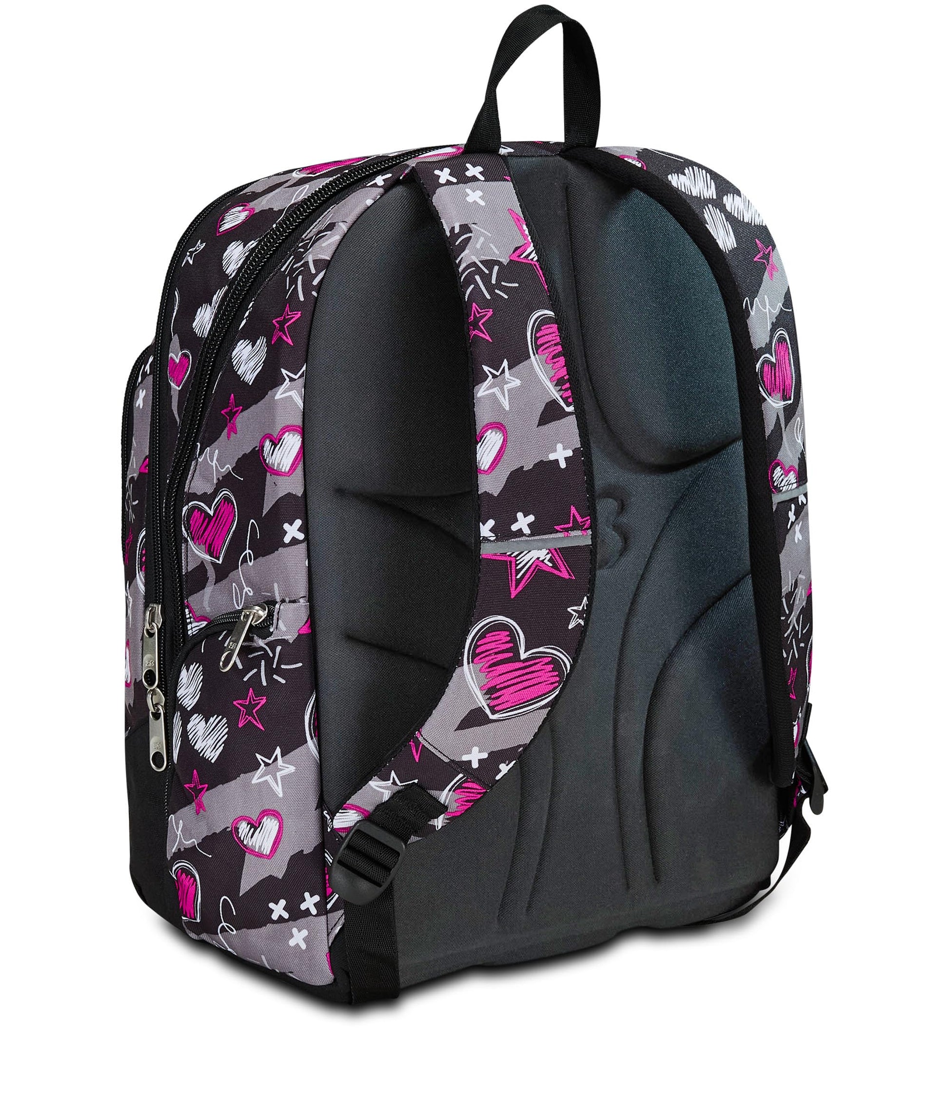 SEVEN Zaino Scuola Advanced, Nero Fucsia, Draft Heart, Zaino Doppio Scomparto Con Tasca Porta PC o Tablet, Tasca Porta Borraccia e Organizer, Zaino Scuole Medie e Superiori, Bambina Ragazza (25598825)