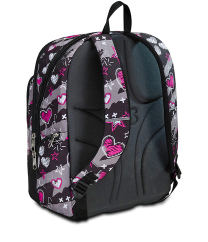 SEVEN Zaino Scuola Advanced, Nero Fucsia, Draft Heart, Zaino Doppio Scomparto Con Tasca Porta PC o Tablet, Tasca Porta Borraccia e Organizer, Zaino Scuole Medie e Superiori, Bambina Ragazza (25598825)