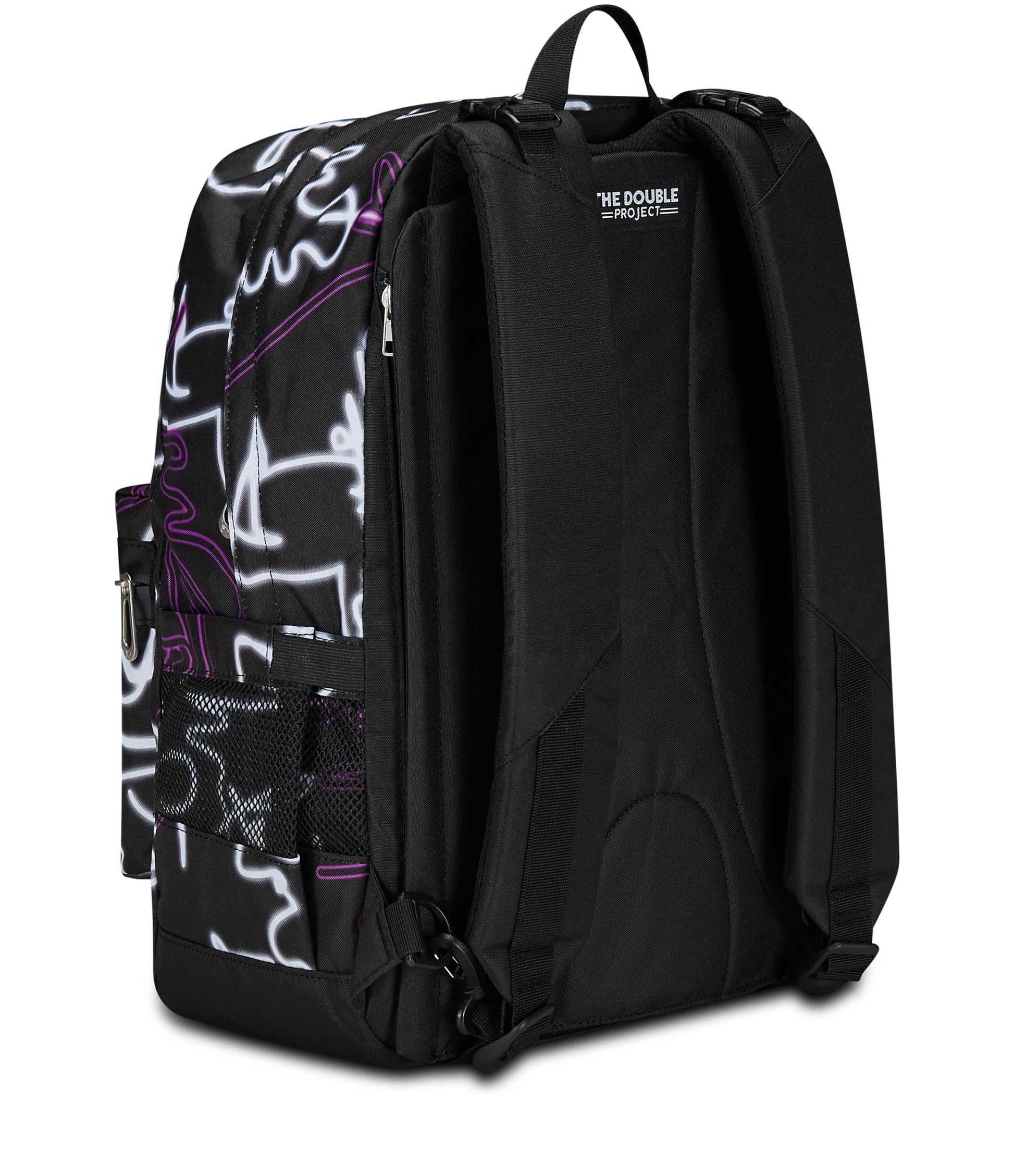 Seven Zaino Scuola Reversibile The Double, Nero Viola, Ledcontour, 2 in 1, Zaino Mono Scomparto Con Auricolari Earphones Wireless Led, Tasca Porta Borraccia e Markers, Zaino Medie e Superiori, Ragazza (25602335)