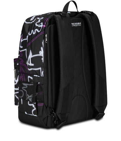 Seven Zaino Scuola Reversibile The Double, Nero Viola, Ledcontour, 2 in 1, Zaino Mono Scomparto Con Auricolari Earphones Wireless Led, Tasca Porta Borraccia e Markers, Zaino Medie e Superiori, Ragazza (25602335)