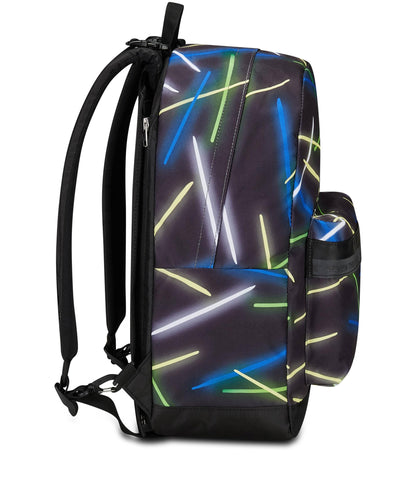 SEVEN Zaino Scuola Reversibile The Double, Nero Blu, Sideglass, 2 in 1, Zaino Mono Scomparto Con Auricolari Earphones Wireless Led, Tasca Porta Borraccia e Markers, Zaino Medie e Superiori, Ragazzo (25602198)