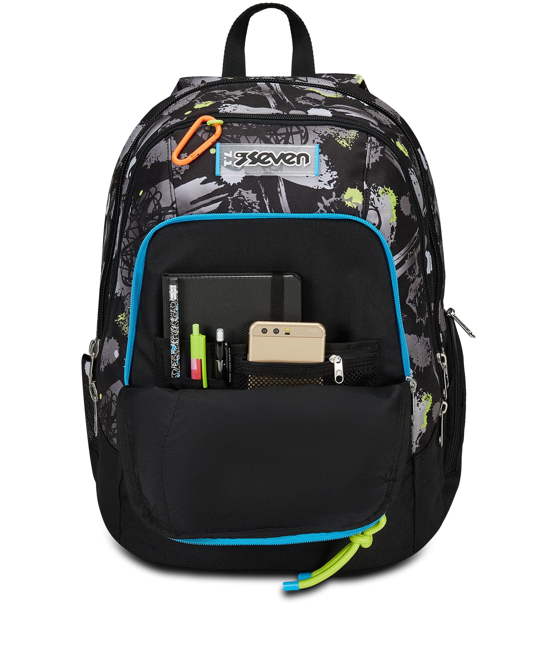 SEVEN Zaino Scuola Advanced, Nero Grigio, Feeling Me, Zaino Doppio Scomparto Con Tasca Porta PC o Tablet, Tasca Porta Borraccia e Organizer, Zaino Scuole Medie e Superiori, Bambino Ragazzo (25599230)