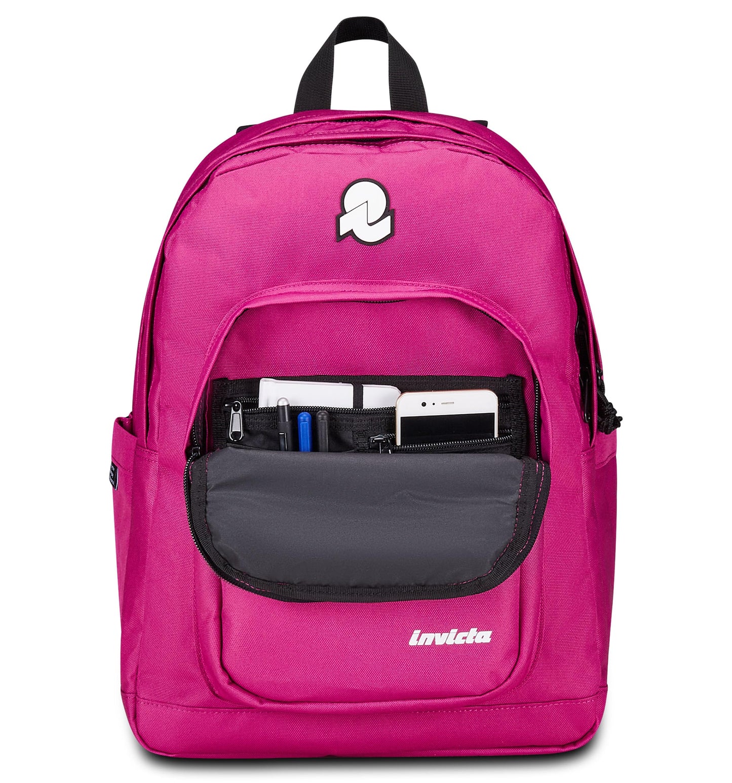 Invicta Zaino Scuola Jelek Plain, Fucsia, Zaino Doppio Scomparto Super Capiente Con Tasca Porta PC o Tablet, Tasca Porta Borraccia e Tasca Con Organizer, Medie, Superiori e Viaggio, Donna Ragazza (25615230)