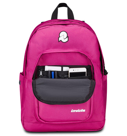 Invicta Zaino Scuola Jelek Plain, Fucsia, Zaino Doppio Scomparto Super Capiente Con Tasca Porta PC o Tablet, Tasca Porta Borraccia e Tasca Con Organizer, Medie, Superiori e Viaggio, Donna Ragazza (25615230)