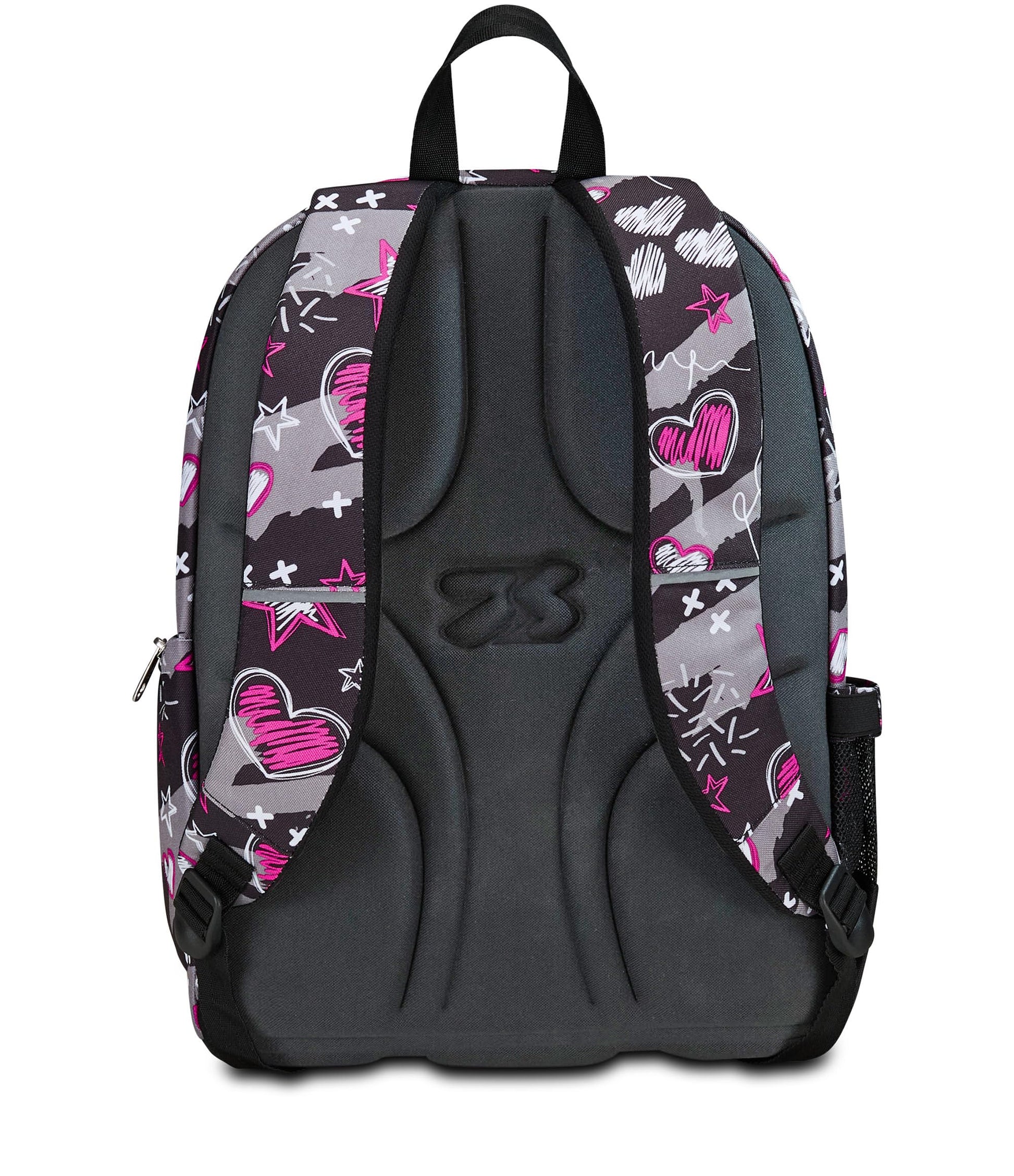 SEVEN Zaino Scuola Advanced, Nero Fucsia, Draft Heart, Zaino Doppio Scomparto Con Tasca Porta PC o Tablet, Tasca Porta Borraccia e Organizer, Zaino Scuole Medie e Superiori, Bambina Ragazza (25598824)