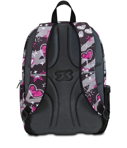 SEVEN Zaino Scuola Advanced, Nero Fucsia, Draft Heart, Zaino Doppio Scomparto Con Tasca Porta PC o Tablet, Tasca Porta Borraccia e Organizer, Zaino Scuole Medie e Superiori, Bambina Ragazza (25598824)