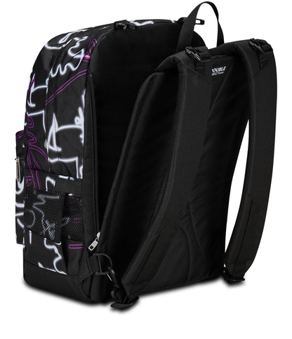 Seven Zaino Scuola Reversibile The Double, Nero Viola, Ledcontour, 2 in 1, Zaino Mono Scomparto Con Auricolari Earphones Wireless Led, Tasca Porta Borraccia e Markers, Zaino Medie e Superiori, Ragazza (25602337)