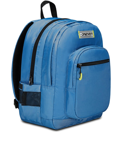 SEVEN Zaino Scuola Freethink, Azzurro, Unisex, Zaino Doppio Scomparto Con Supporto USB, Tasca Porta PC o Tablet e Tasca Porta Borraccia, Zaino Medie e Superiori (25600698)