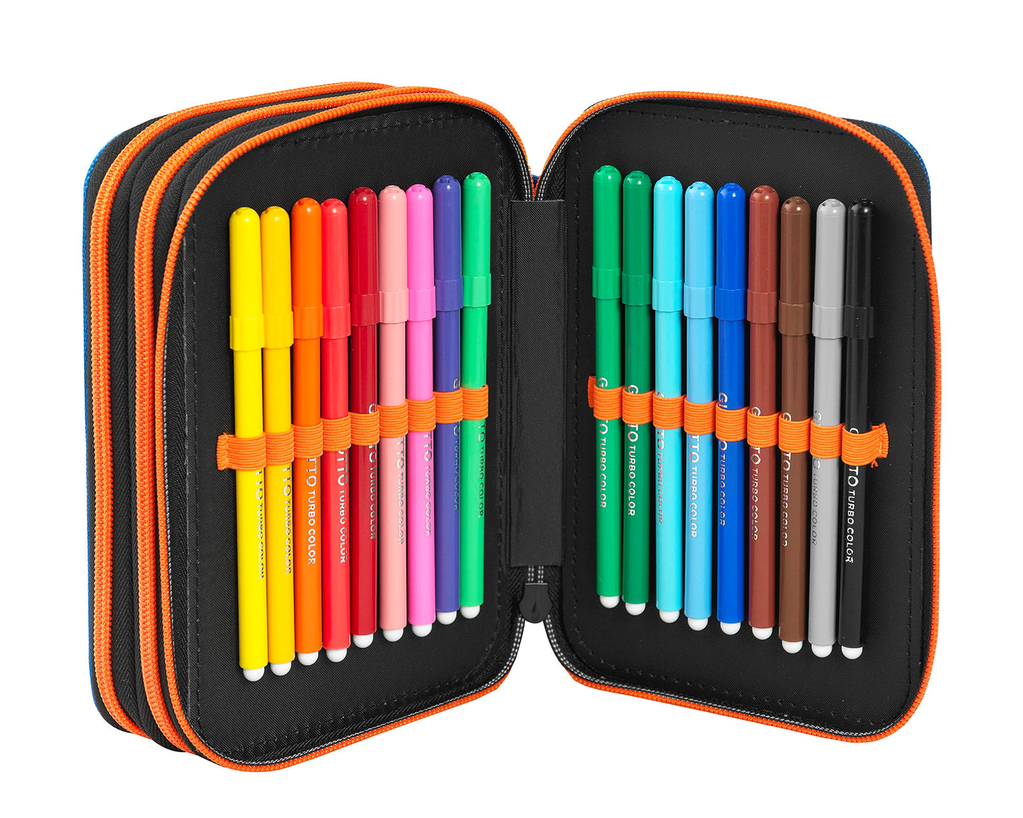 LYON GAMER - Astuccio Scuola Ufficiale Lyon Gamer, Astuccio 3 Scomparti Bambino e Bambina con Set Cancelleria, Penna Cancellabile Blu Frixion e Pratica Chiusura a Zip, 20x13Hx7 cm, Blu (25534025)