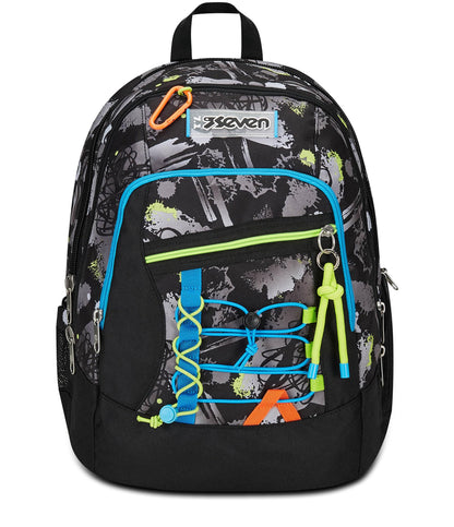 SEVEN Zaino Scuola Advanced, Nero Grigio, Feeling Me, Zaino Doppio Scomparto Con Tasca Porta PC o Tablet, Tasca Porta Borraccia e Organizer, Zaino Scuole Medie e Superiori, Bambino Ragazzo (25599224)