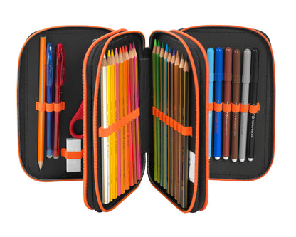 LYON GAMER - Astuccio Scuola Ufficiale Lyon Gamer, Astuccio 3 Scomparti Bambino e Bambina con Set Cancelleria, Penna Cancellabile Blu Frixion e Pratica Chiusura a Zip, 20x13Hx7 cm, Blu (25534024)