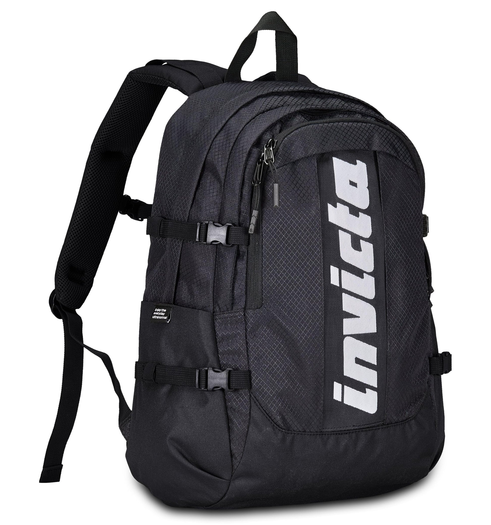 Invicta Zaino Ufficio Invict-Act Plus Fibra Ottica, Nero, Doppio Scomparto Con Tasca PC, Tasca Borraccia, Tasca Con Organizer, Cinghia Vita, Nastri Torace e Regolazione Volume, Zaino Viaggio (25615194)