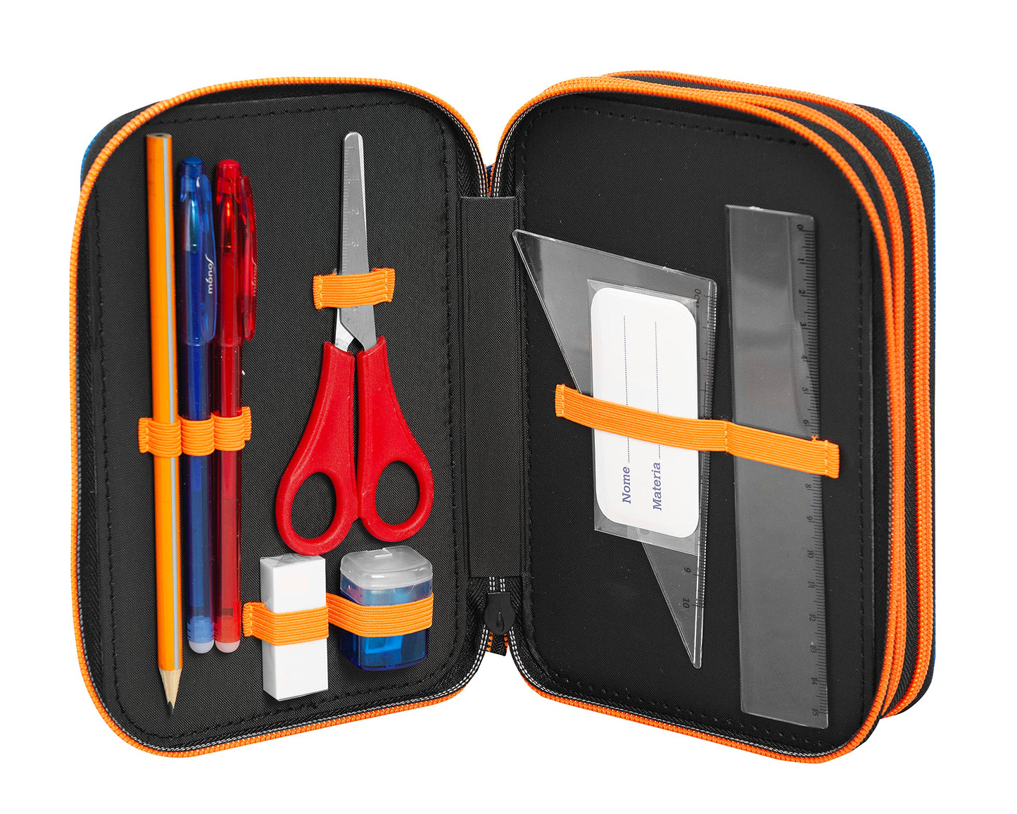 LYON GAMER - Astuccio Scuola Ufficiale Lyon Gamer, Astuccio 3 Scomparti Bambino e Bambina con Set Cancelleria, Penna Cancellabile Blu Frixion e Pratica Chiusura a Zip, 20x13Hx7 cm, Blu (25534023)