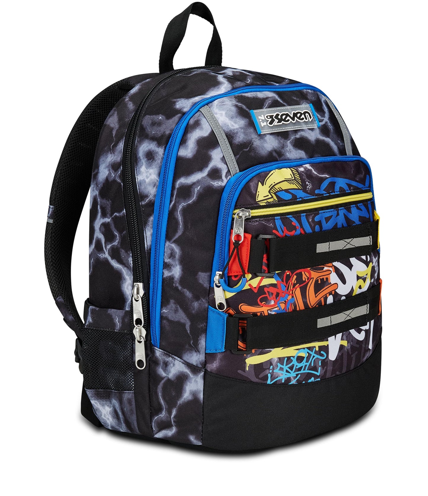 SEVEN Zaino Scuola Advanced, Nero Giallo, Mark On Boy, Zaino Doppio Scomparto Con Tasca Porta PC o Tablet, Tasca Porta Borraccia e Organizer, Zaino Scuole Medie e Superiori, Bambino Ragazzo (25599075)