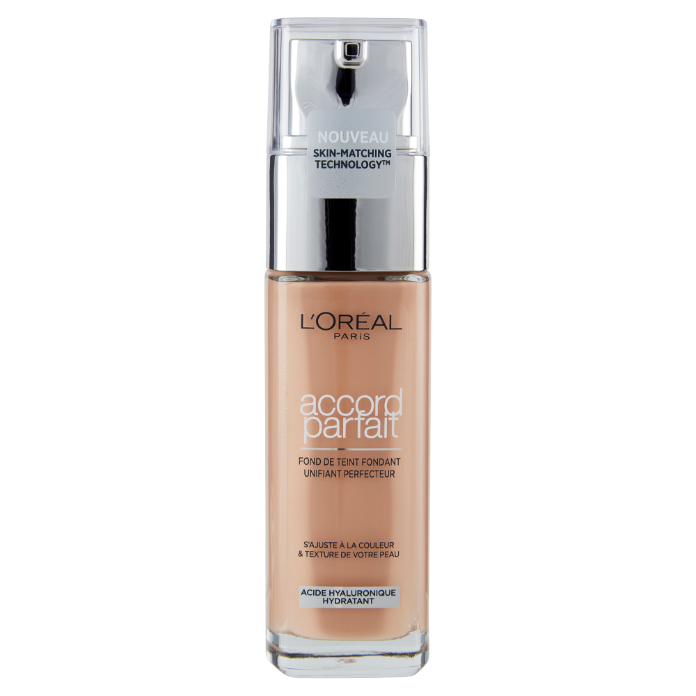 L'Oréal Paris Accord Parfait, Fondotinta Liquido con Acido Ialuronico, 5.N Sable/Sand, 30 ml (25531681)
