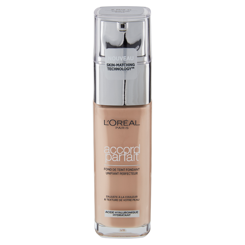 L'Oréal Paris Accord Parfait, Fondotinta Liquido con Acido Ialuronico, 2.R/2.C Vanille Rose, 30 ml (25531674)