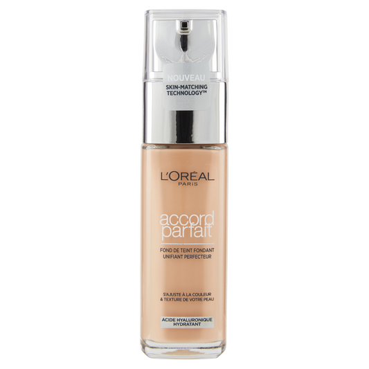 L'Oréal Paris Accord Parfait, Fondotinta Liquido con Acido Ialuronico, 3.D/3.W Beige Dore, 30 ml (25531675)