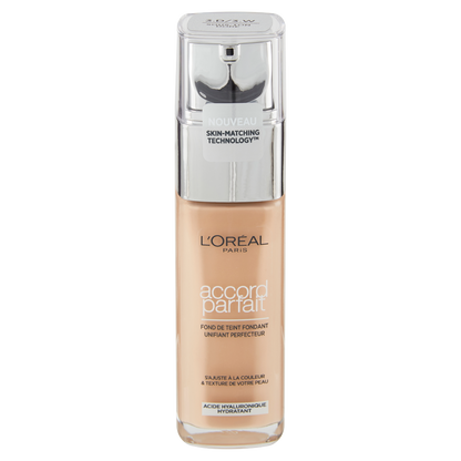 L'Oréal Paris Accord Parfait, Fondotinta Liquido con Acido Ialuronico, 3.D/3.W Beige Dore, 30 ml (25531676)