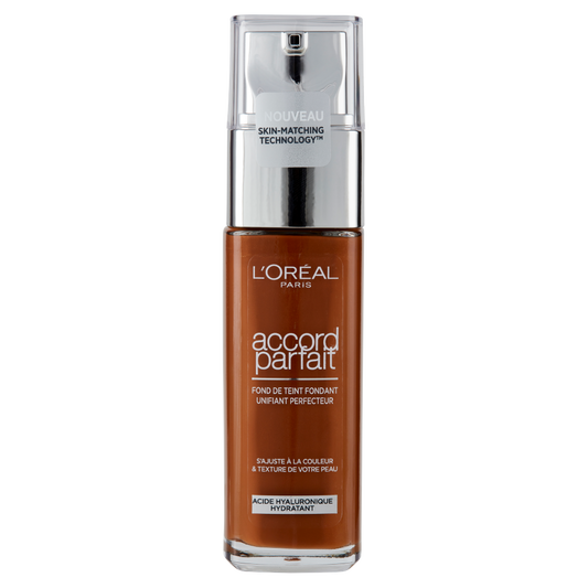 L'Oréal Paris Accord Parfait, Fondotinta Liquido con Acido Ialuronico, Cappuccino (8.N), 30 ml (25531685)