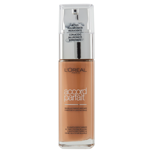 L'Oréal Paris Accord Parfait, Fondotinta Liquido Arricchito con Acido Ialuronico 7.R/7.C AmbreRosé (25531663)