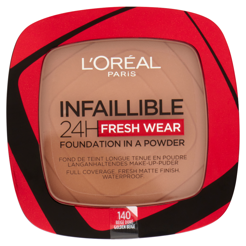 L'Oréal Paris Fondotinta compatto Infaillible 24H Fresh Wear, 140 Beige Doré/Golden Beige (25531848)