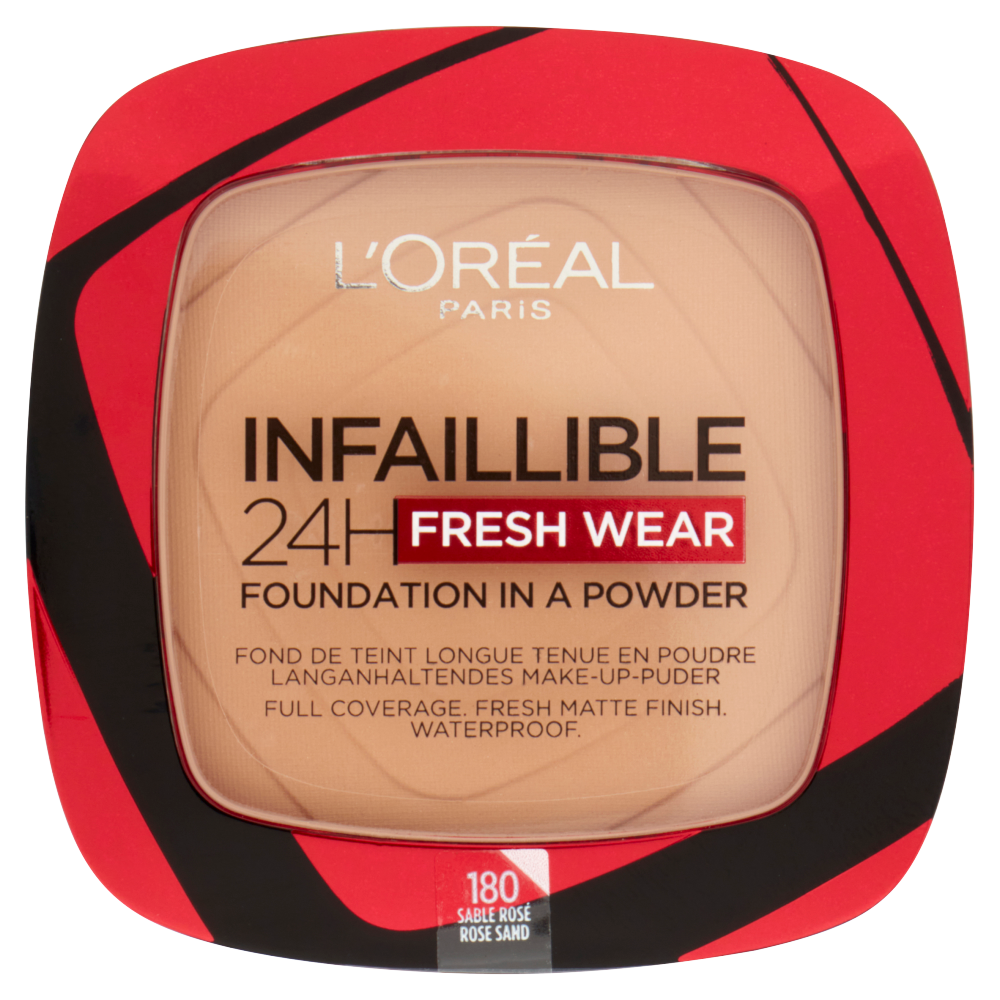 L'Oréal Paris Fondotinta compatto Infaillible 24H Fresh Wear, 180 Sable Rosé/Rose Sand (25531849)