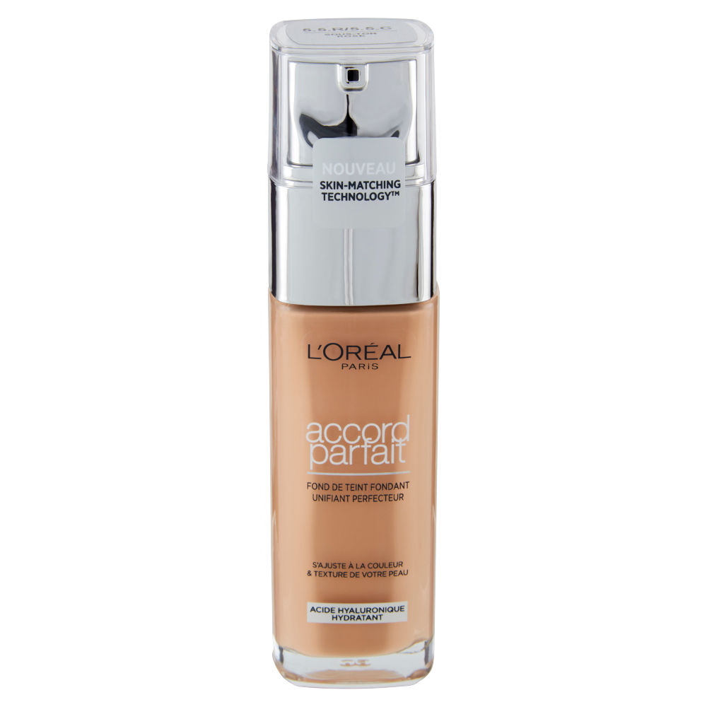 L'Oréal Paris Accord Parfait, Fondotinta Liquido con Acido Ialuronico, 5.5.R rosesun, 30 ml (25531680)