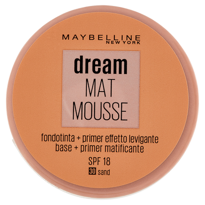Maybelline New York Fondotinta Dream Mat Mousse, Base Opacizzante in Mousse, 30 Sand (25558786)