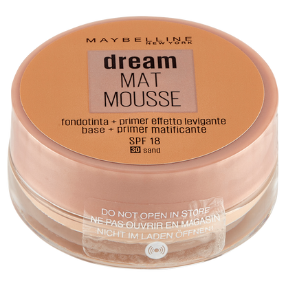 Maybelline New York Fondotinta Dream Mat Mousse, Base Opacizzante in Mousse, 30 Sand (25558787)