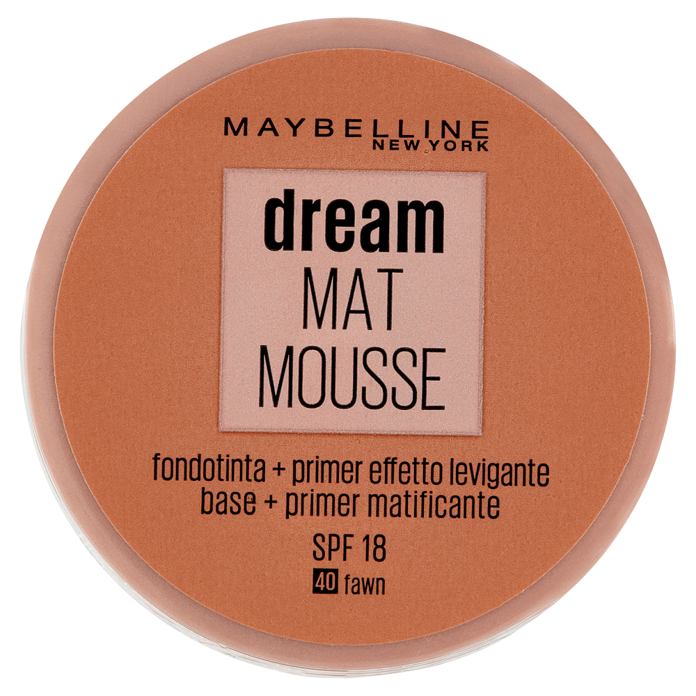 Maybelline New York Fondotinta Dream Mat Mousse, Base Opacizzante in Mousse, 40 Fawn (25558800)
