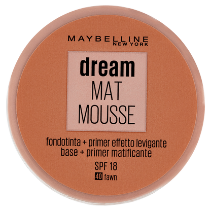 Maybelline New York Fondotinta Dream Mat Mousse, Base Opacizzante in Mousse, 40 Fawn (25558800)