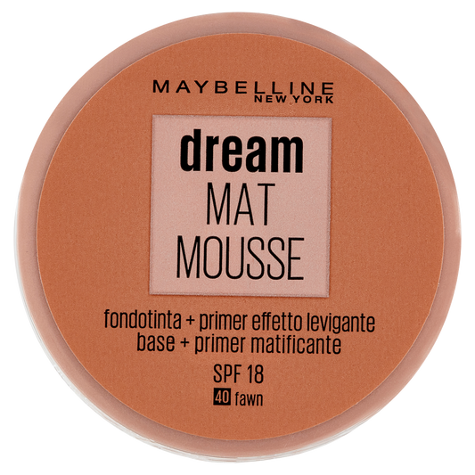Maybelline New York Fondotinta Dream Mat Mousse, Base Opacizzante in Mousse, 40 Fawn (25558800)