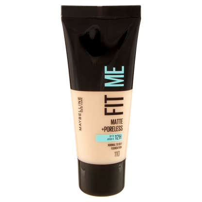 Maybelline New York Fondotinta Fit Me Matte&amp;Poreless, Finish Opacizzante, 110 Porcelain 30 ml (25558888)