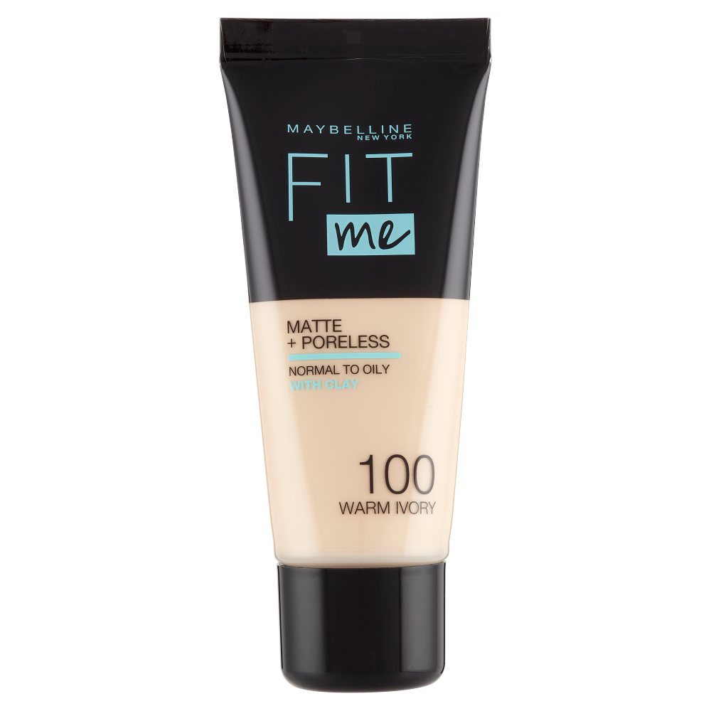 Maybelline New York Fondotinta Fit Me Matte&amp;Poreless, Finish Opacizzante, 100 Warm Ivory (25558873)